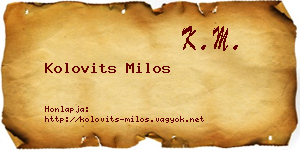 Kolovits Milos névjegykártya